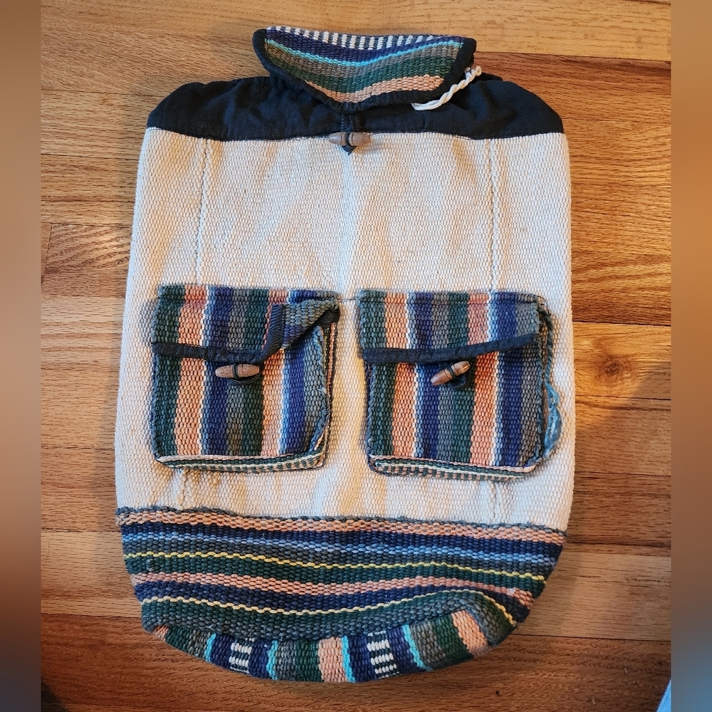 Handmade In Nepal Backpack Cotton Multicolor Stripe Hippie Festival